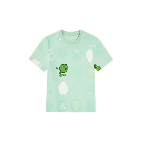 QIAODAN x FUKILAND T-рубашка Светло-небесно-голубая с принтом по всей поверхности детская