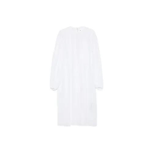 JIL SANDER Белое Женское Длинное Платье с Рукавами