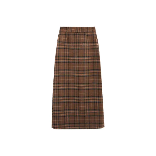 A paradise for awakening Повседневный длинный юбка женский кофейный клетка