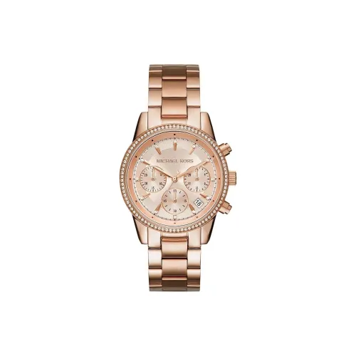MICHAEL KORS RITZ Наручные часы Кварцевый механизм Ремешок из нержавеющей стали 37 мм Розовое золото Циферблат Унисекс