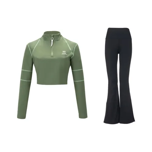 Sumday Athletics Оливково-зеленый Топ + Черные брюки Женские Повседневные костюмы