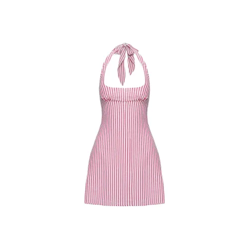 PRINCESS POLLY KALICO Халтер Мини Платье Slip Платье Женское Красный Белый Красный Белый