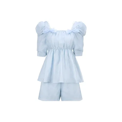 AIVEI Повседневный костюм женский светло-синий