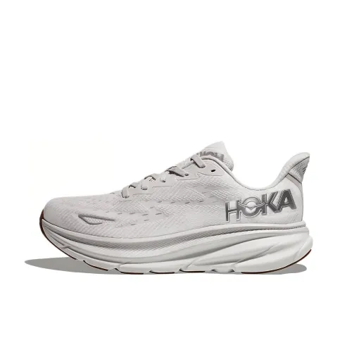 HOKA ONE ONE Clifton 9 Low Топ Марафон Тренировки Бег на длинные дистанции Обувь Женские Серый Белый