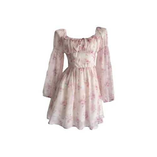 Incolore Длинное платье с длинными рукавами женское розовое