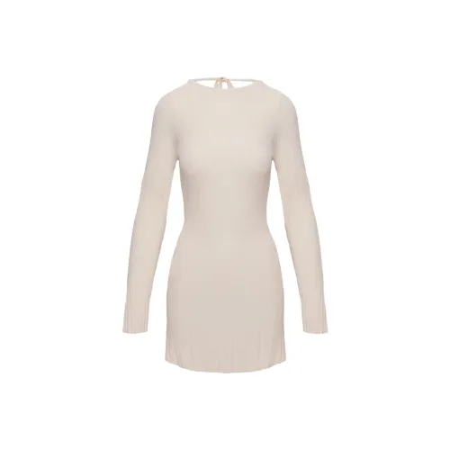 PRINCESS POLLY MAYOK Длинный рукав Мини платье Длинный рукав платье Женское Кремовый Кремовый