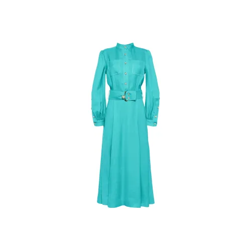 ELIE SAAB Аква-синий Женские Длинные Платья с Рукавами