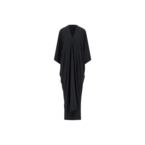 RICK OWENS Черное Женское Длинное Платье с Рукавами