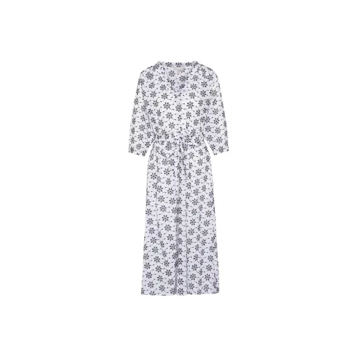 BARBOUR Длинное платье с длинными рукавами женское белое