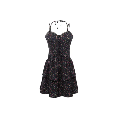 SINBOS Юбка Платье Женское Черный Цветочный