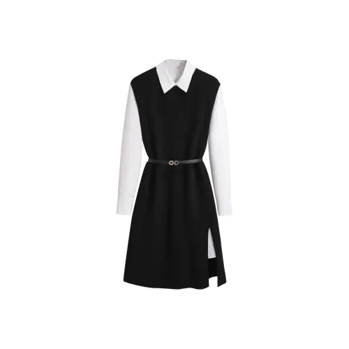 Silky Queen Длинное платье с длинными рукавами женское черное