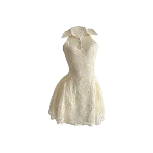 HeartyBite Без рукавов Платье Женское Абрикосовое