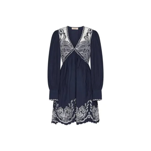 TWINSET Milano Длинное Платье с Длинными Рукавами Женское Синее