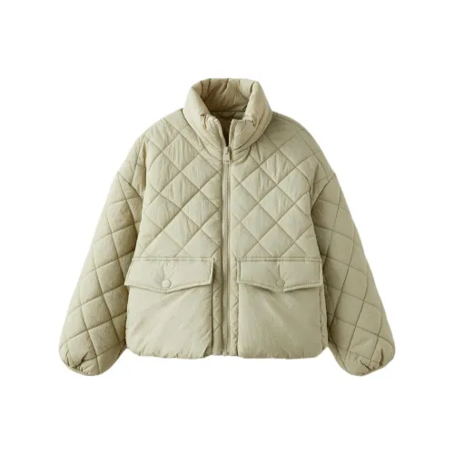 ZARA Хлопковый пуховик Шалфейный зеленый Детский