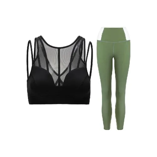 Sumday Athletics Черный + Авокадо-зеленый Женские Повседневные костюмы