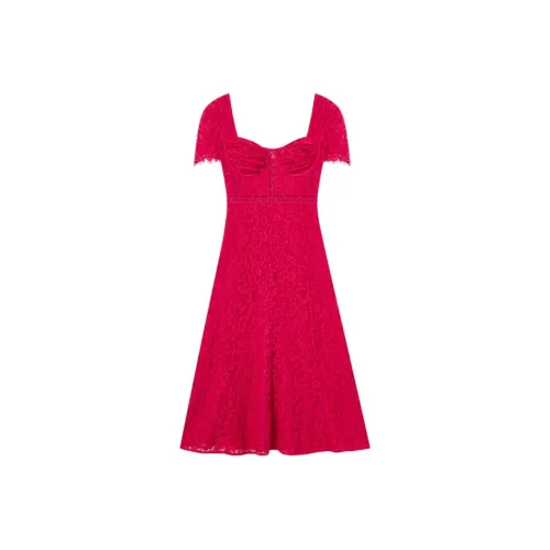 Self Портрет Короткий С рукавами Платье Женское Франция Красный