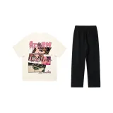 Комплект (абрикосовый топ+черные брюки)