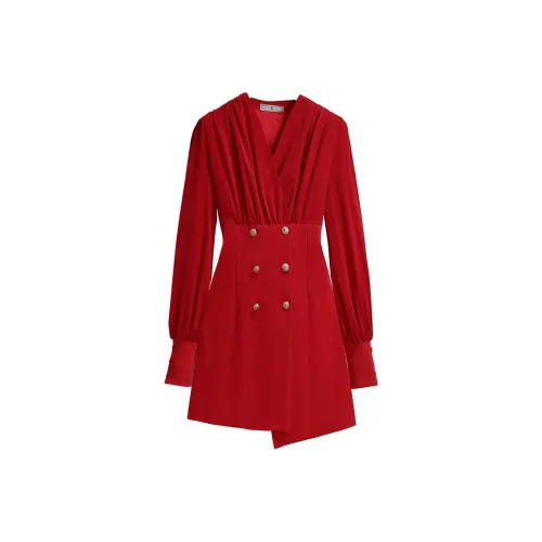 Silky Queen Длинное платье с длинными рукавами женское красное