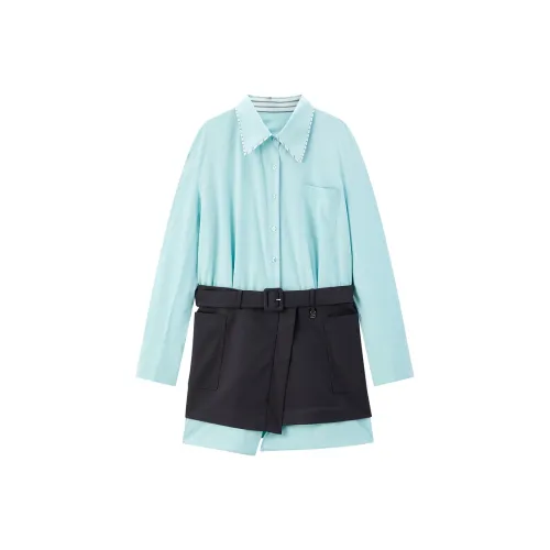 PEACEBIRD Длинное платье с длинным рукавом женское морской синий