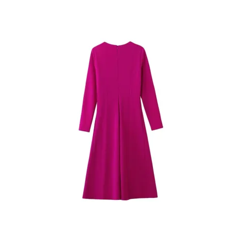 Fele.d Длинное платье с длинными рукавами женское розово-красное