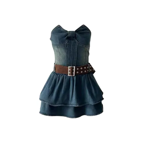 BIFH Без рукавов Платье Женское Синее