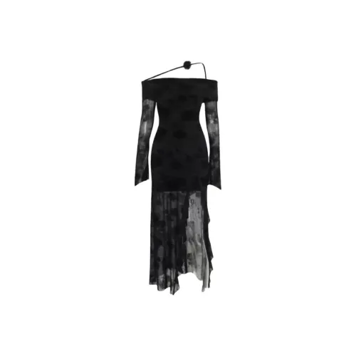 JOSR Длинное платье с длинными рукавами женское черное