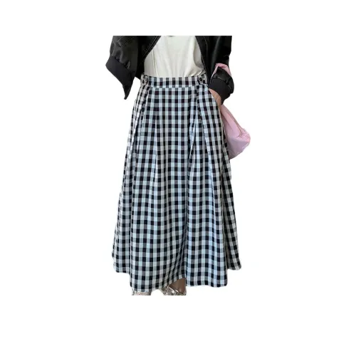 SISILYON STUDIO Повседневная длинная юбка женская черно-белая клетка