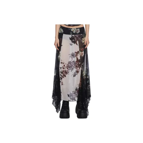 Dolls Kill Widow Voice In A Bottle Maxi Юбка Повседневный Длинный Юбка Женские Цветочный Многоцветный