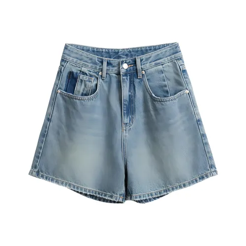 Ran and pure Ностальгический Светло-синий Женские Джинсовые шорты