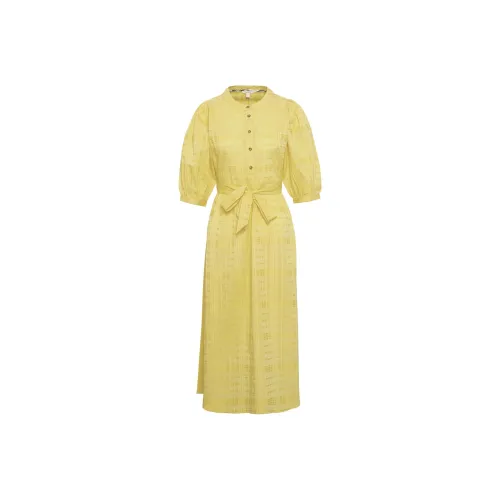 Barbour Желтые Женские Длинные Платья с Рукавами