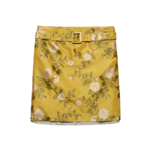 PRADA SS24 Повседневные короткие юбки Женские Желтые