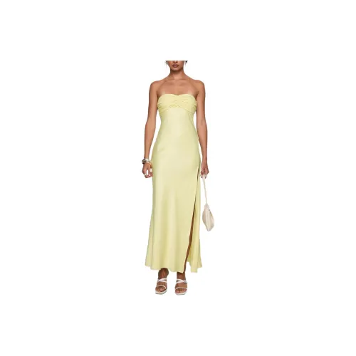 PRINCESS POLLY Chevalier Без бретелей Макси Платье Без рукавов Женское Лимон Лимон