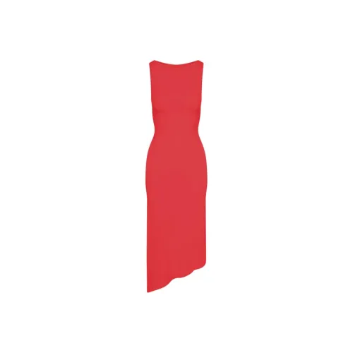 Khy SS24 DROP 008 Soft Stretch Asymmetrical Midi Dress Sleeveless Dress Women's CHERRY Вишня