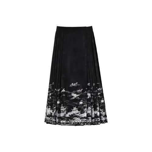 Peiyue Hanbok Черная Женская Повседневная Длинная Юбка