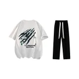 Комплект одежды (Белая и Серая футболка + Черные повседневные штаны)