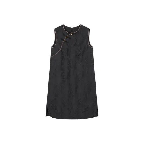 IHIMI Без рукавов Платье Женское Черное