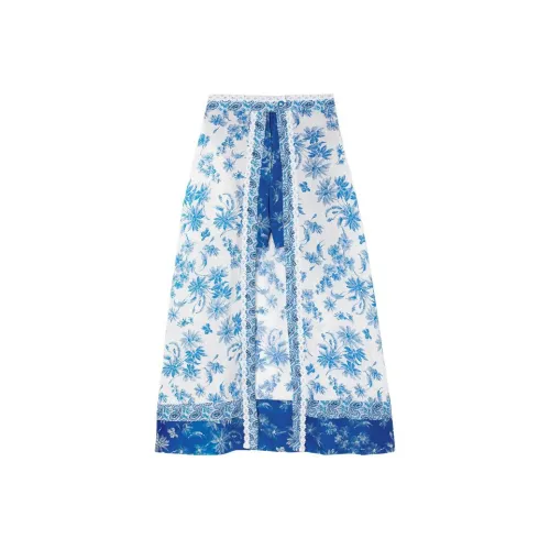 Sandro Повседневный Длинный Юбка Женская Синие Белые