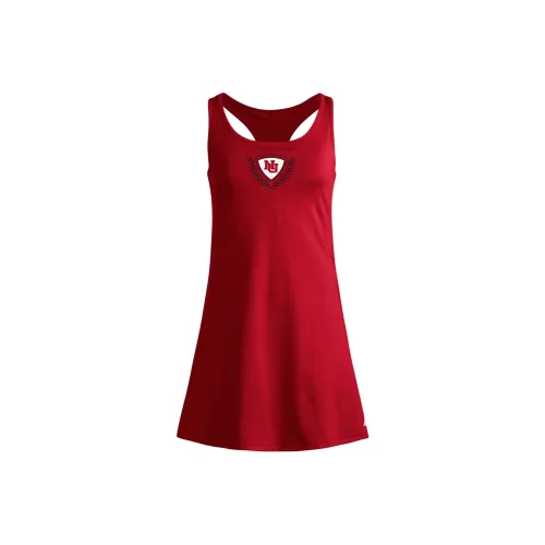 Adidas Essentials Хвост платья Лето PREP Без рукавов Платье Женские Красный командной силы Белый