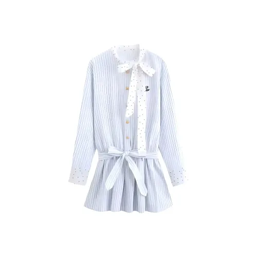 XIAOJUCHUANLI Длинное платье с длинными рукавами женское синее