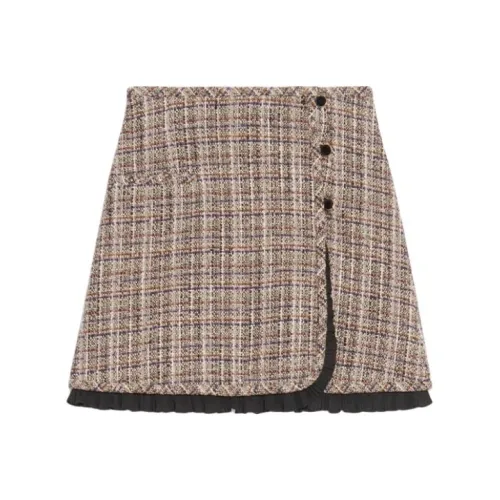 Sandro Повседневные короткие юбки Женские Коричнево-черный