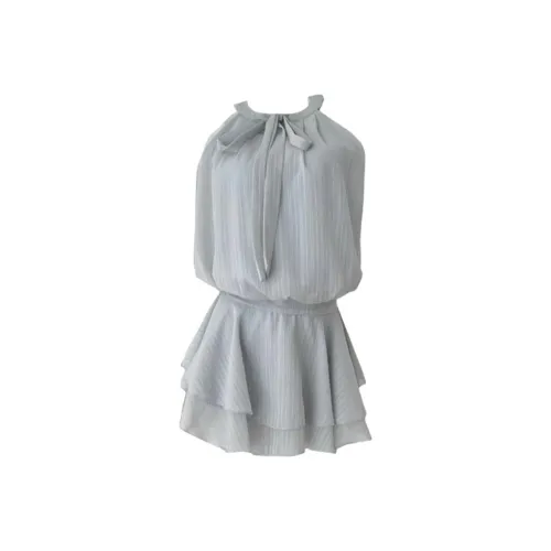 MO VOICE Без рукавов Платье Женское Светло-Синий