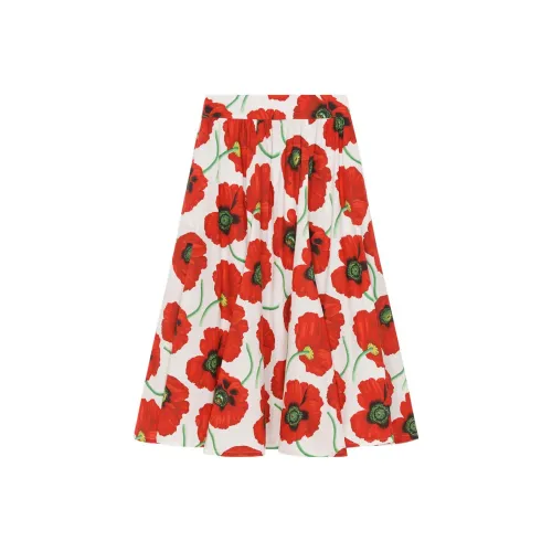 KENZO Poppy Flower Series Белая Женская Повседневная Длинная Юбка