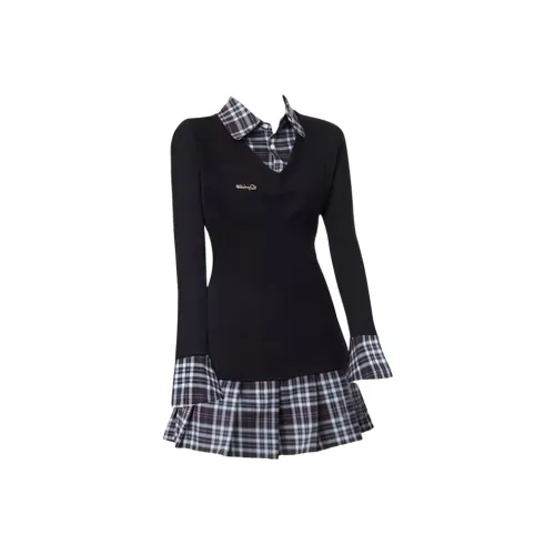 MIMOSA CHUR Черный Женские Длинные Платья с Рукавами