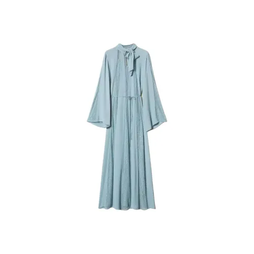 TWINSET Milano Длинное Платье с Длинными Рукавами Женское Синее