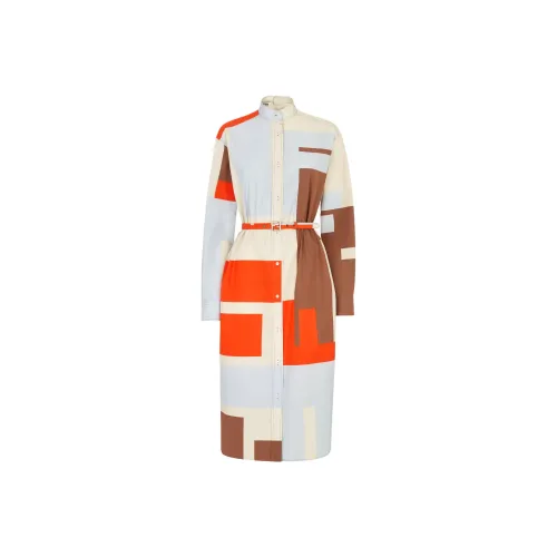 FENDI Длинное платье с длинными рукавами женское многоцветное