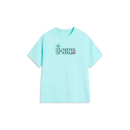 LINING YOUNG x Brolga T Рубашка Sports trend series Островной синий Детский