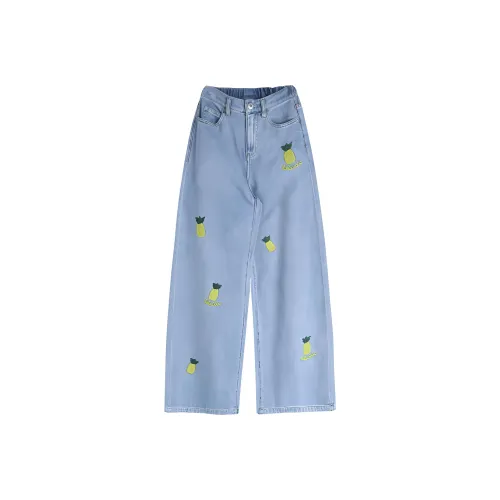 LALABOBO Джинсы Женские Светло-Синий Белый