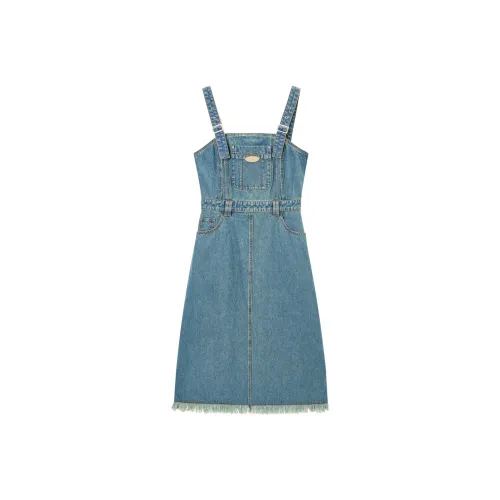 LEDIN Без рукавов Платье Женское Джинсовый синий