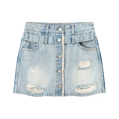 CHUU Джинсовый синий Женские Джинсовые Короткие Юбки