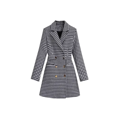 Silky Queen Длинное платье с длинными рукавами женское в узор "гусиная лапка"